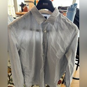 Hugo Boss Blue and White Striped Shirt